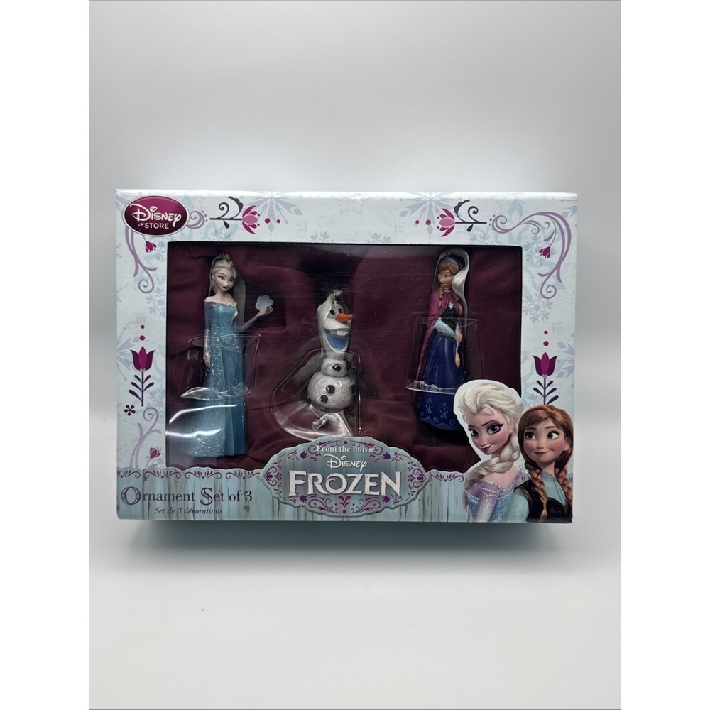 Disney Store Frozen Ornaments Set of 3 Olaf, Anna & Elsa Christmas Tree Decor